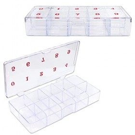 Beauticom Lot de 2 boîtes de rangement pour faux ongles, vitamines, accessoires, 10 sections