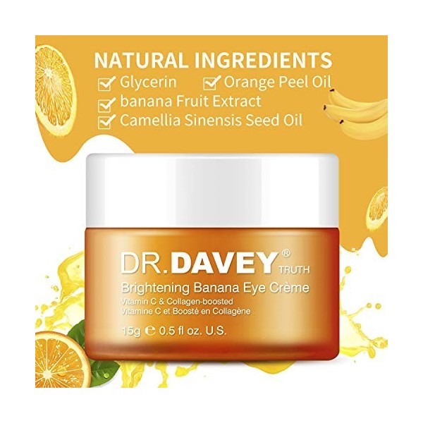 DR.DAVEY Crème contour des yeux hydratante avec vitamine C au collagène et acide hyaluronique,Gel anti-âge pour les cernes et