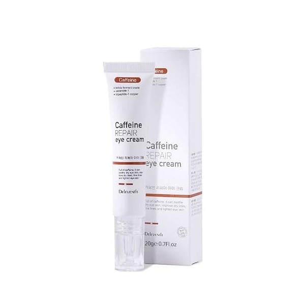 DEleventh Korean Brand Caffeine Anti-Aging Repair Eye Cream 20g / Fade Eye Lines, Anti-Oxidation, Moisturize, Elastic & Tende