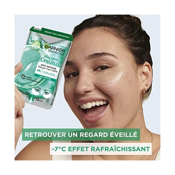 Garnier SkinActive - Patches Yeux Gélifiés Anti-Fatigue à LAcide Hyaluronique - Formule Vegan - Effet Rafraîchissant - Pour 