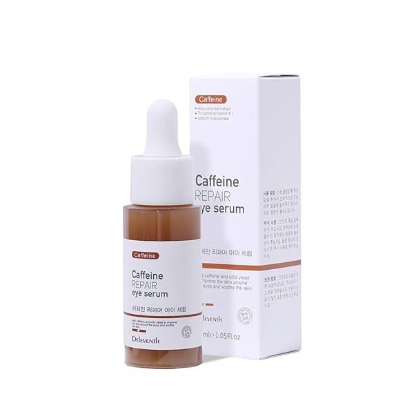 DEleventh Korean Brand Caffeine Vitamin E Anti-Aging Repair Eye Serum 30ml / Anti-Oxidation, Fade Fine Lines, Tender Skin, Re