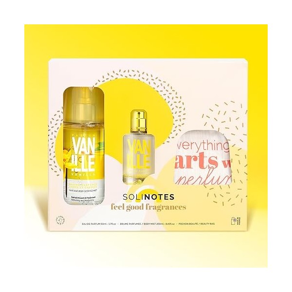 Coffret cadeau Parfum Vanille SOLINOTES - Cadeau parfait pour elle - contient une Brume Parfumée 250ml et une Eau de Parfum 5