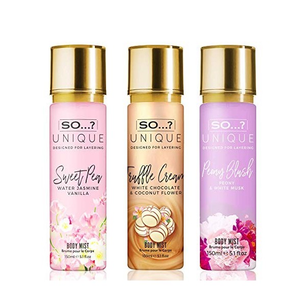 So…? Unique Pink Bouquet Brume Parfumée Sweet Pea, Truffle Cream, Peony Blush Brume Corporelle Parfumée Pour Femme 150ml Lot