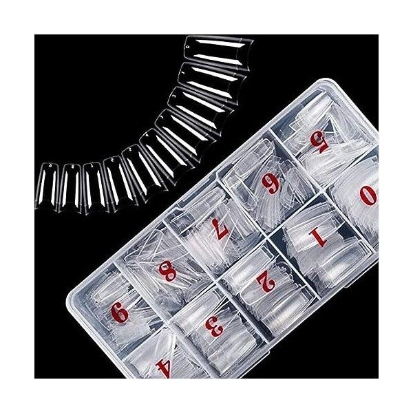 Alles Faux Ongles,500 Pcs Capsule Americaine Ongle,Transparent Acrylique Capsules Style Couverture ComplèTe Ongles Artificie