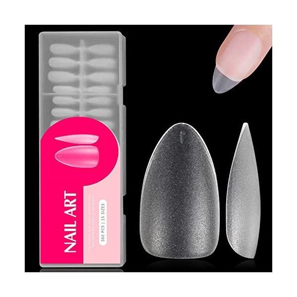 360 Pièces Capsule Americaine Ongle,Acrylique Capsules Ongles,Ongles Court Capsule,Capsules Dépoli,Couverture Complète Faux O