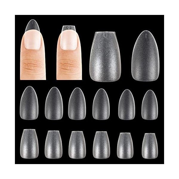 360 Pièces Capsule Americaine Ongle,Acrylique Capsules Ongles,Ongles Court Capsule,Capsules Dépoli,Couverture Complète Faux O