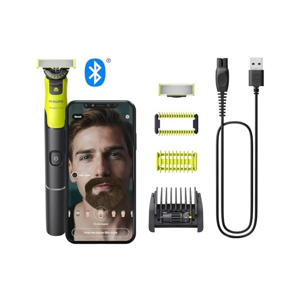 Philips OneBlade 360 avec connectivité visage, corps, tondeuse à barbe électrique, rasoir pour le corps avec technologie 360,