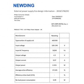 Newding A00390 Bloc dalimentation chargeur compatible avec rasoirs One Blade QP2520, QP2620, MG3730, MG3720, BT3205, BT3206,