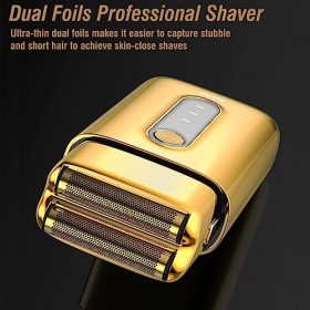 Rasoir Electrique Hommes, Rasoirs Professionnels Double Grilles pour Barbiers Stylistes avec Grilles de Titane Doré Hypoaller