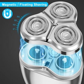 Rasoirs électriques pour homme rechargeables avec technologie de coupe rapprochée à faible bruit et têtes flottantes indépend