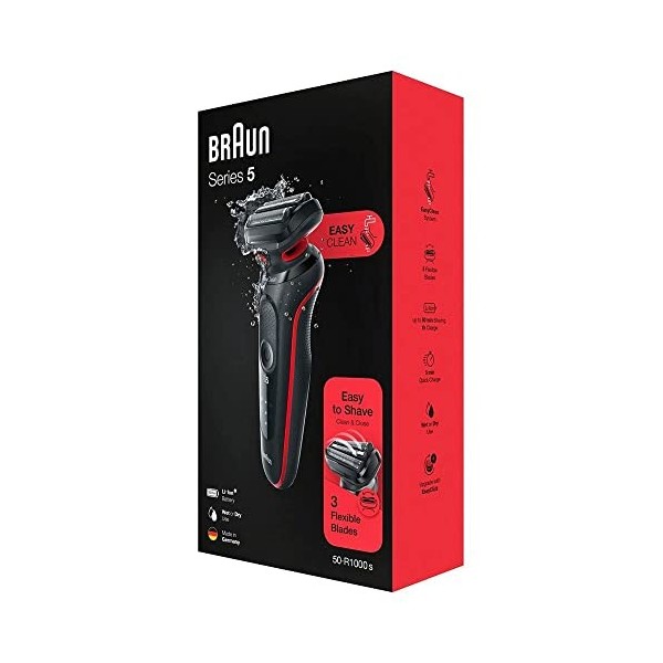 Braun Series 5 50-R1000s Rasoir à grilles noir, rouge