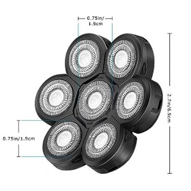 Tête de rechange de rasoir 7D, 2 lames de rasoir rotatives électriques avec brosse de nettoyage, têtes de coupe de barbe pour