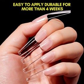 Makart Bouts dongles en gel doux 500 Pièces XXL Bouts dongles en forme de cercueil Pointes de gel transparentes à couvertur