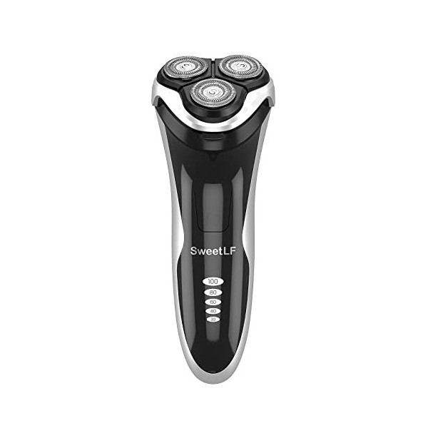 SweetLF Rasoir Electrique Homme Rechargeable Wet & Dry, Tondeuse à Barbe Haute Précision, Rasage avec 3D Têtes Rotatives, 100