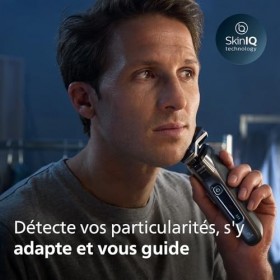Philips Shaver Series 7000 - Rasoir électrique Wet & Dry Chrome foncé avec technologie SkinIQ, tondeuse rétractable, Quick Cl