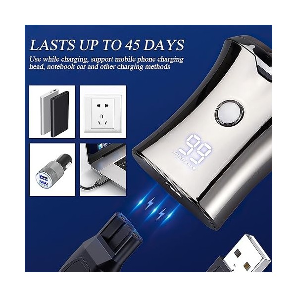 Jooheli Mini Rasoir, Rasoir Electrique Portable, Mini Rasoir Electrique pour Homme, Mini Shave Rechargeable par USB, Rasoir H