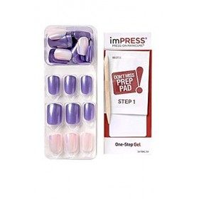 Kiss imPress 60660 Manucure Ongles Violet Ongles Accent Rose Clair Brillant comme une Plume