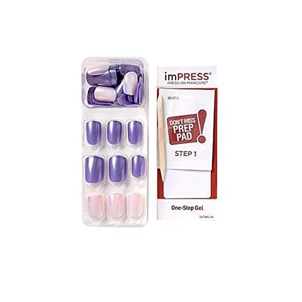 Kiss imPress 60660 Manucure Ongles Violet Ongles Accent Rose Clair Brillant comme une Plume