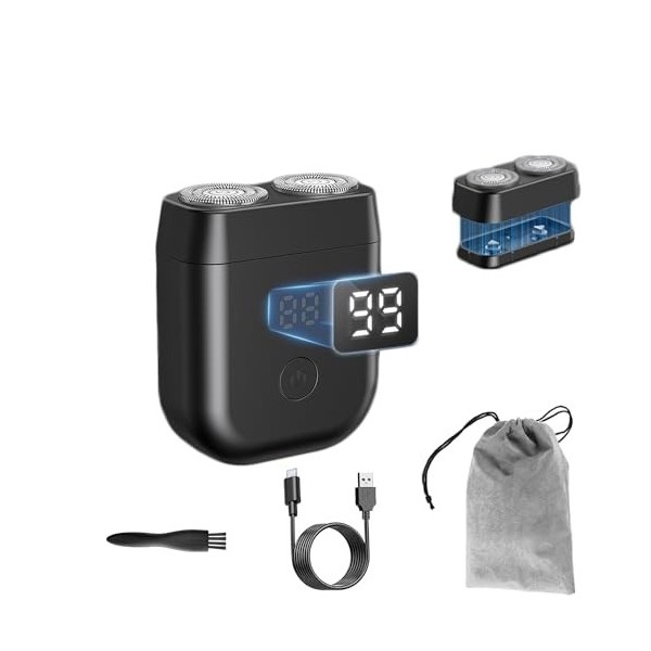 Mini rasoir électrique portable pour homme, rasoir de voyage étanche sans fil avec tête fixe magnétique