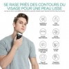 VOYOR Mini Rasoir Electrique Mini Rasoir Portable Rasoir Electriques Hommes Pour le Cou, les Joues et la Tête Rechargeable Pa