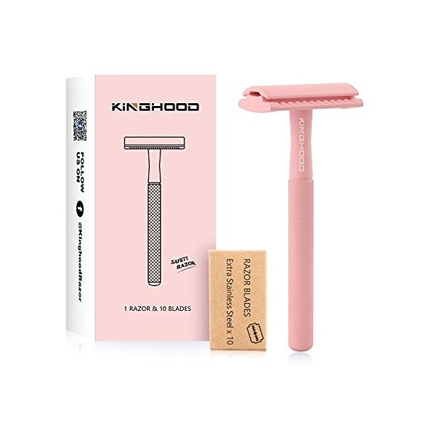 Kinghood Rasoir de sécurité à double tranchant pour homme et femme, respectueux de lenvironnement, pour le corps et le visag