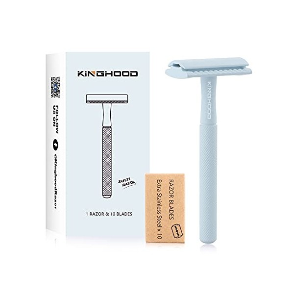 Kinghood Rasoir de sécurité à double tranchant pour homme et femme, respectueux de lenvironnement, pour le corps et le visag