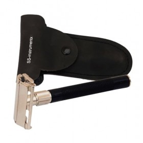 SS Instrumentx Rasoir de sécurité à double tranchant en métal réutilisable en acier inoxydable pour homme et femme, livré ave