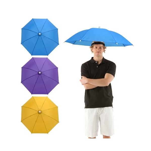 Bekecidi 3 PCS Casquettes de Parapluie Chapeaux de Parapluie: Chapeau de Parapluie Arc-en-Ciel Réglable Casquette de Pêche Im