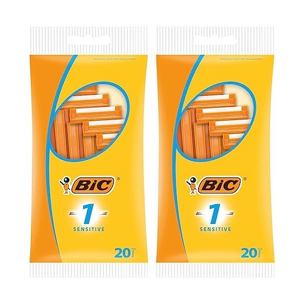 Bic – Rasoir Homme Bic 1 Sensitive, 1er Pack 1 x 20 pièces Lot de 2 