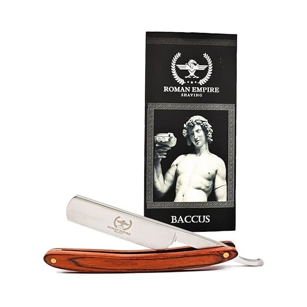 Razor Blades Club-Empire romain rasant le rasoir droit Baccus | Rasoir pour barbe, moustache et contours|1 unité 1 paquet |a