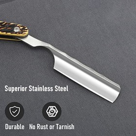 M&LD Kit Rasoir, Le Rasoir Homme, Barbe Rasoir Droit, Rasoir en Acier Inoxydable, Professionnel Rasoir de Barbier Avec Ceintu