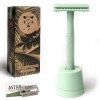 ANYMALE® Rasoir de sécurité durable avec support et 5 lames interchangeables ASTRA - Set homme et femme vert menthe 