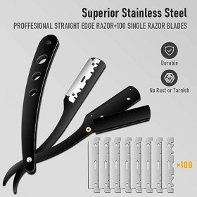 Razor Mens Set 100 Blades Professional Straight Razor Hairdressing Accessories Beard Shaver Beard Reshader Eyebrow Shortener