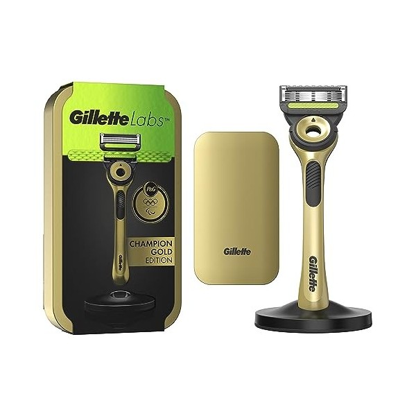 GilletteLabs Avec Barre Exfoliante, Rasoir Pour Homme De Gillette, 1 Manche, 1 Recharge De Lame, Comprend Un Support Magnétiq