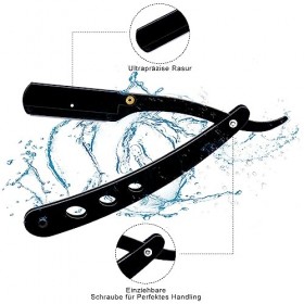 Rasoir à Barbe Manuel pour Homme avec 100 Lames de Rasoir et Étui Protecteur, Rasoir traditionnel Coupe Droite, Coupe Choux B