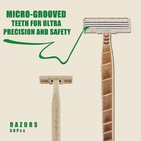 EZ Rasoir jetable - 50 pièces Eco Friendly Rasoir de Rasage Jetable à Deux Lames pour Hommes et Femmes, Rasoir Biodégradable 