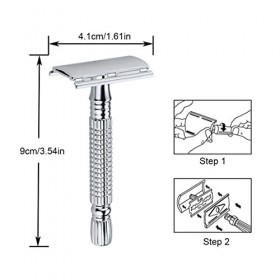 DULSPUE rasoir homme manuel,one blade lames,rasoir de sureté homme,rasoir de surete femme,Alliage cuivre-zinc avec miroir ras