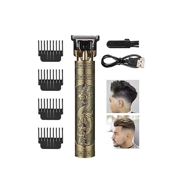 HealthyMoov tondeuse à cheveux HOMME portable bronze motif DRAGON rechargeable USB qualité professionnelle soin domicile salo