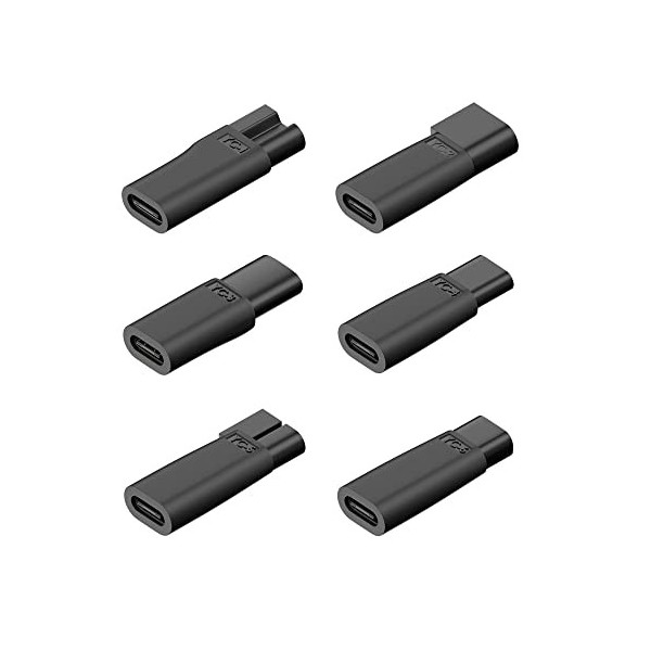 xiwai Lot de 6 adaptateurs USB USB-C femelle vers 2 broches pour tondeuses à cheveux électriques, instruments de beauté, tond