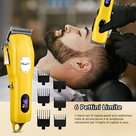 CkeyiN Tondeuse à cheveux homme professionnel tondeuse électrique tondeuse à barbe homme et coupe-bordures kit USB rechargeab