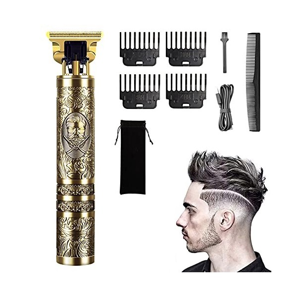 Tondeuse à cheveux longs pour homme - Tondeuse à cheveux sans fil - 0 mm - Rechargeable avec affichage LED - Tondeuse à barbe