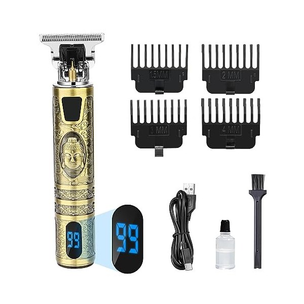 Tondeuse Cheveux Hommes, RISVOWO Tondeuse Barbe Electriques Professionnelle avec éCran à LED, Type-C Rechargeable, Kit Electr