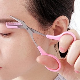 Lot de 4 ciseaux professionnels pour sourcils avec peigne en acier inoxydable