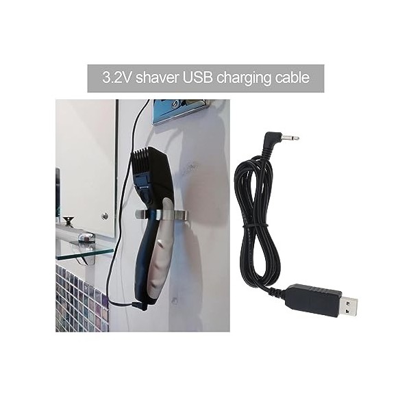 Câble de charge USB compatible avec tondeuse à barbe Remington Barba MB320 MB320C MB42C MB310C MB200 Pa3215U 3,2 V 24 AWG 1,5