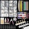 Kalolary Kit Manucure Ongles Nail Art Tips, 1000 Pièces Clair Capsules Ongles Conseils Kit Poudre Acrylique pour Allonger Les