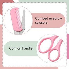 Smilcloud Lot de 4 ciseaux à sourcils avec mini peigne pour homme et femme