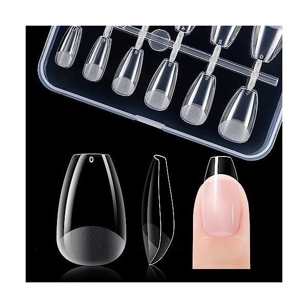 Gelike ec Cercueil Court Pose Américaine Ongles Capsule Courte Faux Ongles en Gel 120PCS 12 Tailles Couverture Complète, Prot