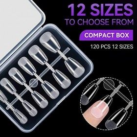 Gelike ec Cercueil Court Pose Américaine Ongles Capsule Courte Faux Ongles en Gel 120PCS 12 Tailles Couverture Complète, Prot