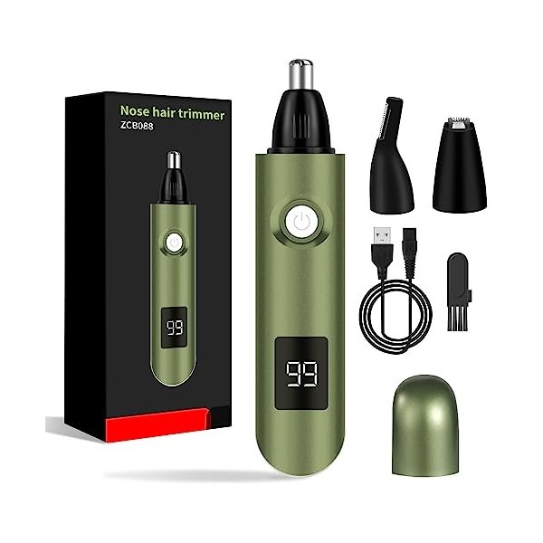 iMoebel Tondeuse à poils de nez à LED 3 en 1 - Rechargeable - Avec double lames de coupe, sourcils et visage - Pour homme et 