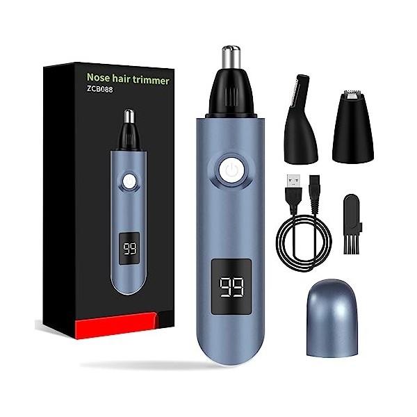 iMoebel Tondeuse à poils de nez à LED 3 en 1 - Rechargeable - Avec double lames de coupe, sourcils et visage - Pour homme et 